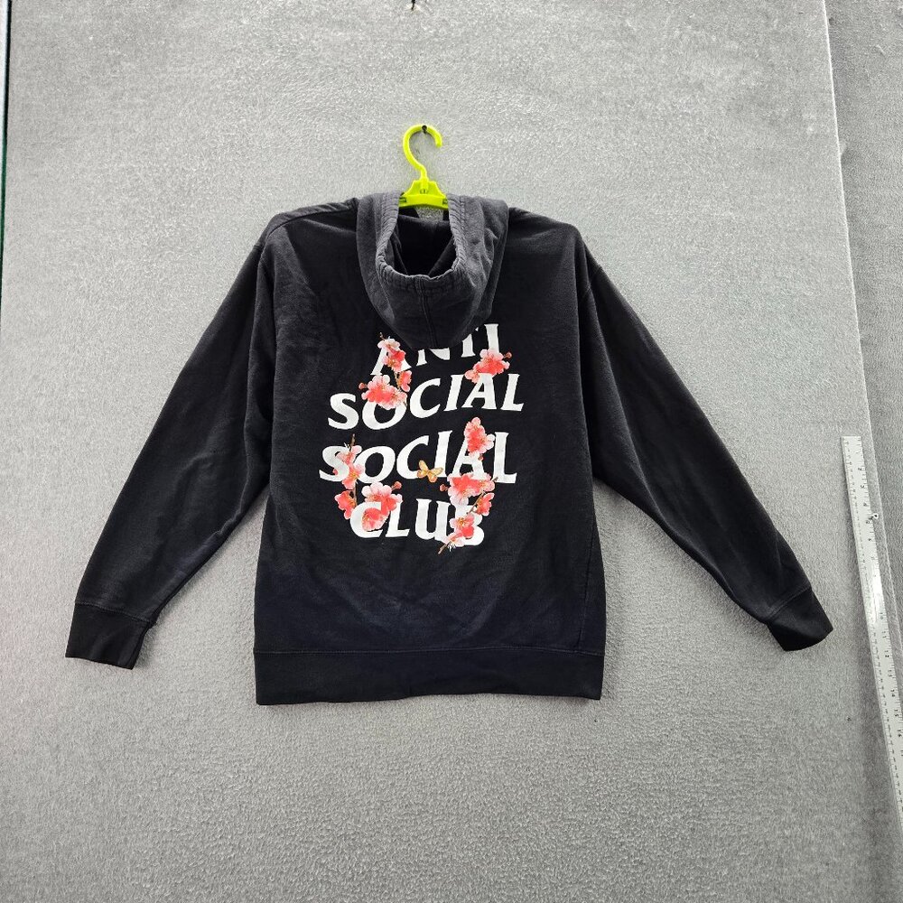 Anti Social Club Men‎ Hoodie MEDIUM Black Graphic Print Fleece Floral